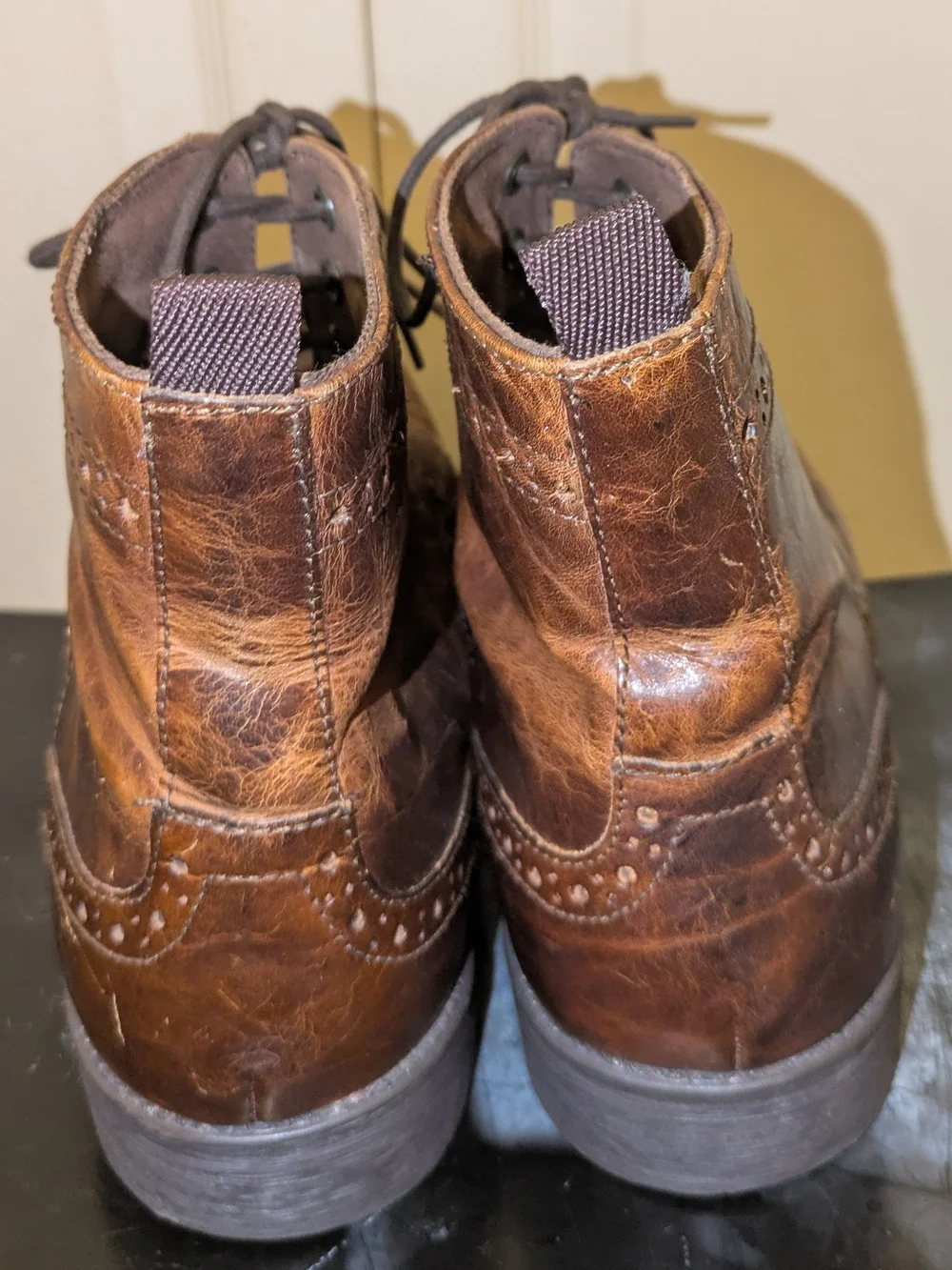 Men's Aston Grey Brown Ankle Distressed Leather Boots Size 12